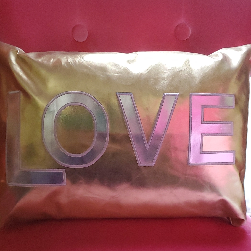 20-inch Long Gold LOVE Throw Pillow